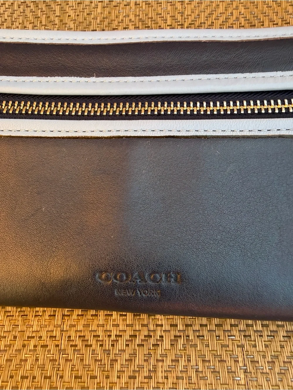 Coach Legacy Archive Zippy Wallet NAVY/CHAMBRAY Leather Clutch Wristlet